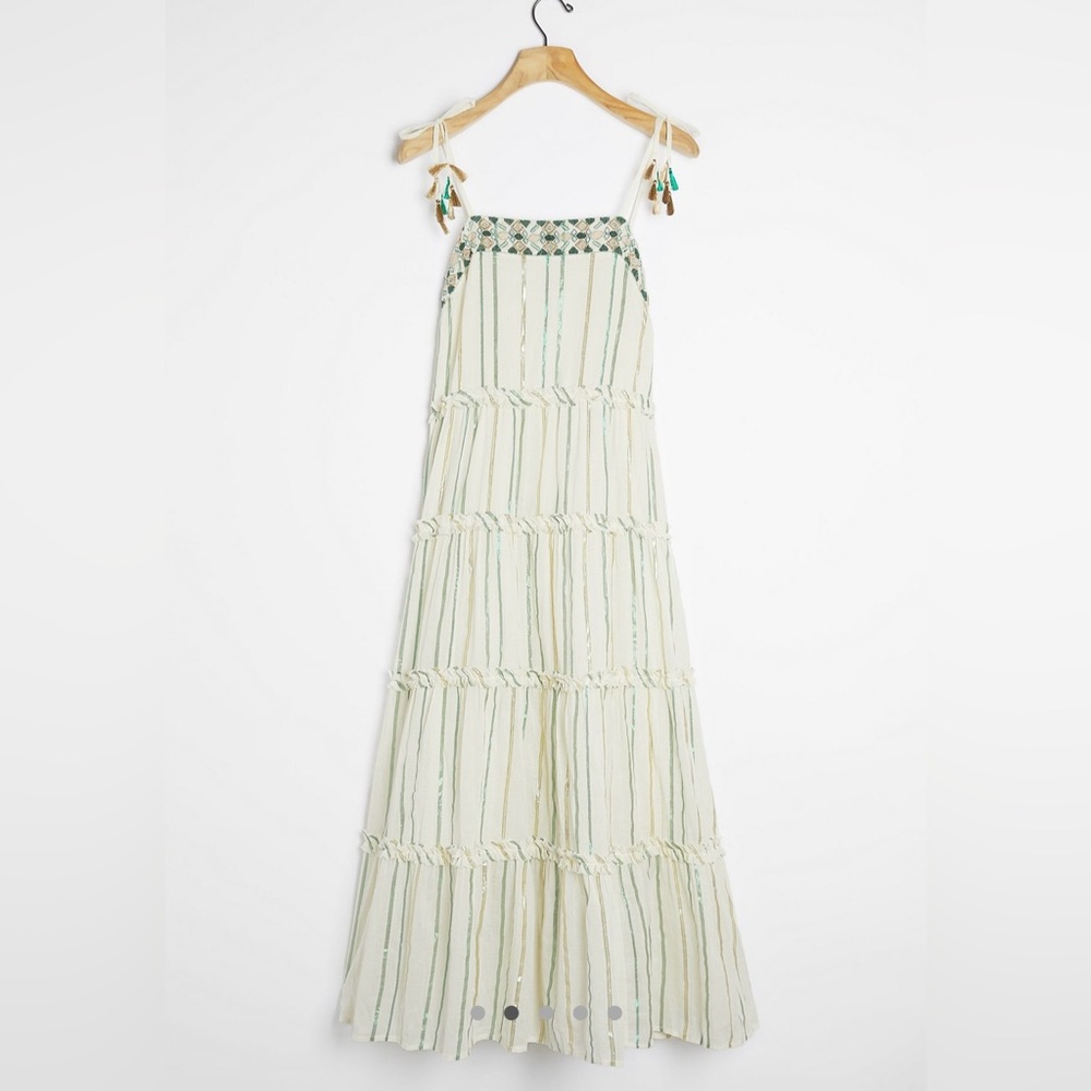 Anthropologie Safa Tiered Shimmer‎ Midi dress size Small